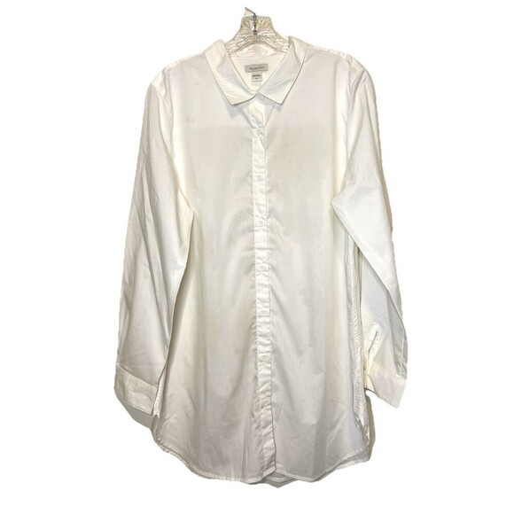 Garnet Hill Oversized Lightweight Organic Pima Cotton White Tunic Top Plus Sz 16 - Picture 1 of 8